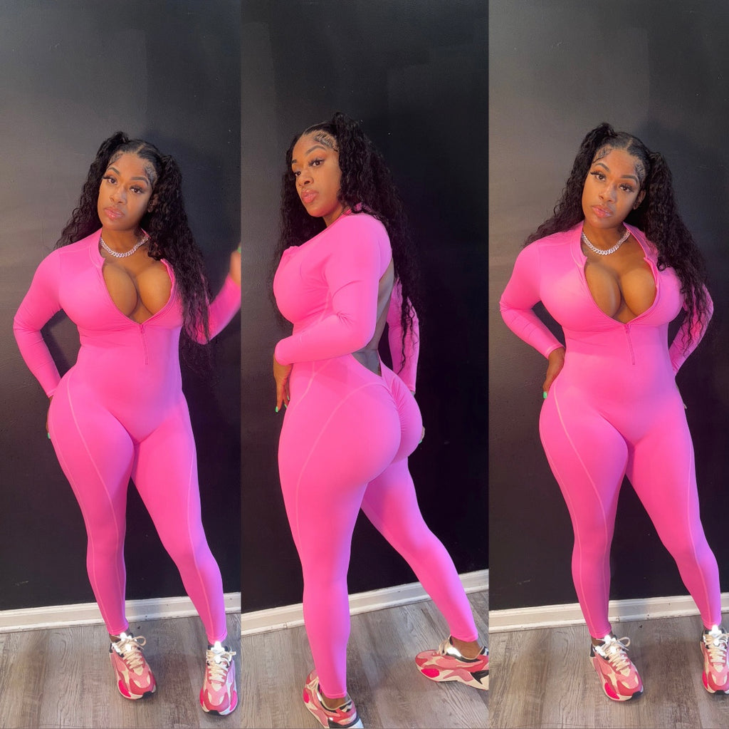 “ Backed Out” Jumpsuit ( Pink)